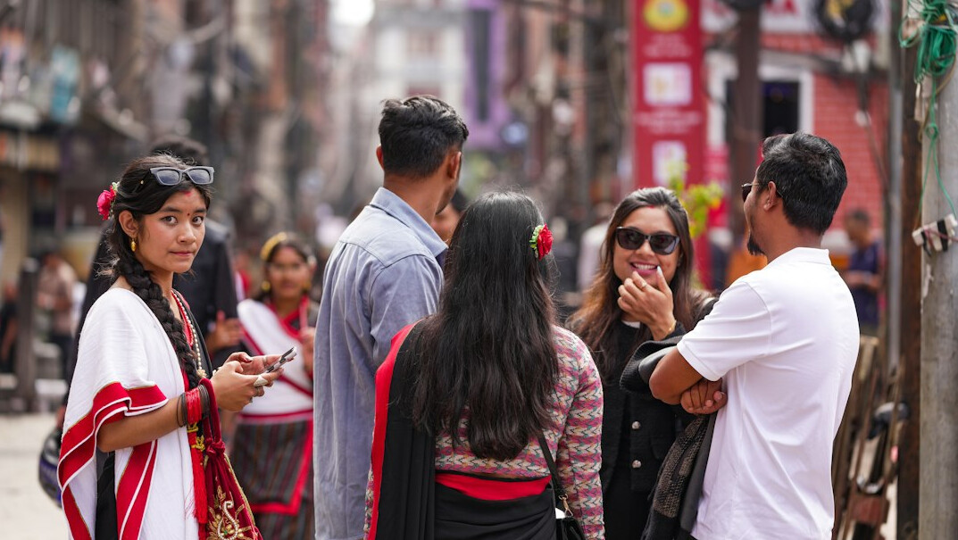 group of locals talking